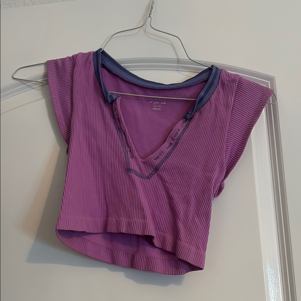 Urban Outfitters Purple Crop Top Asymmetrical Polo